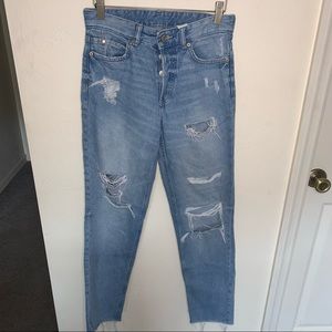 & denim boyfriend jeans size 0 button fly